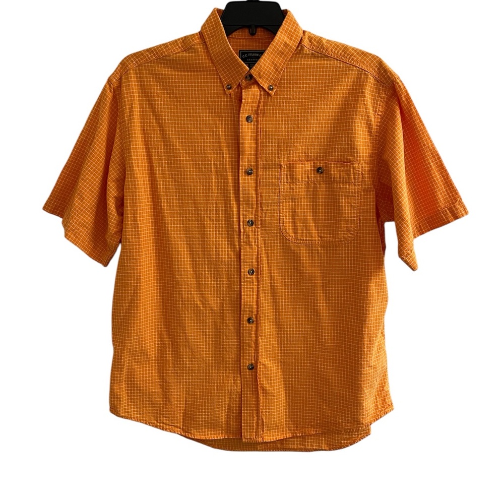 Filson Orange Casual Button Down Shirt Lightweight Short Sleeve